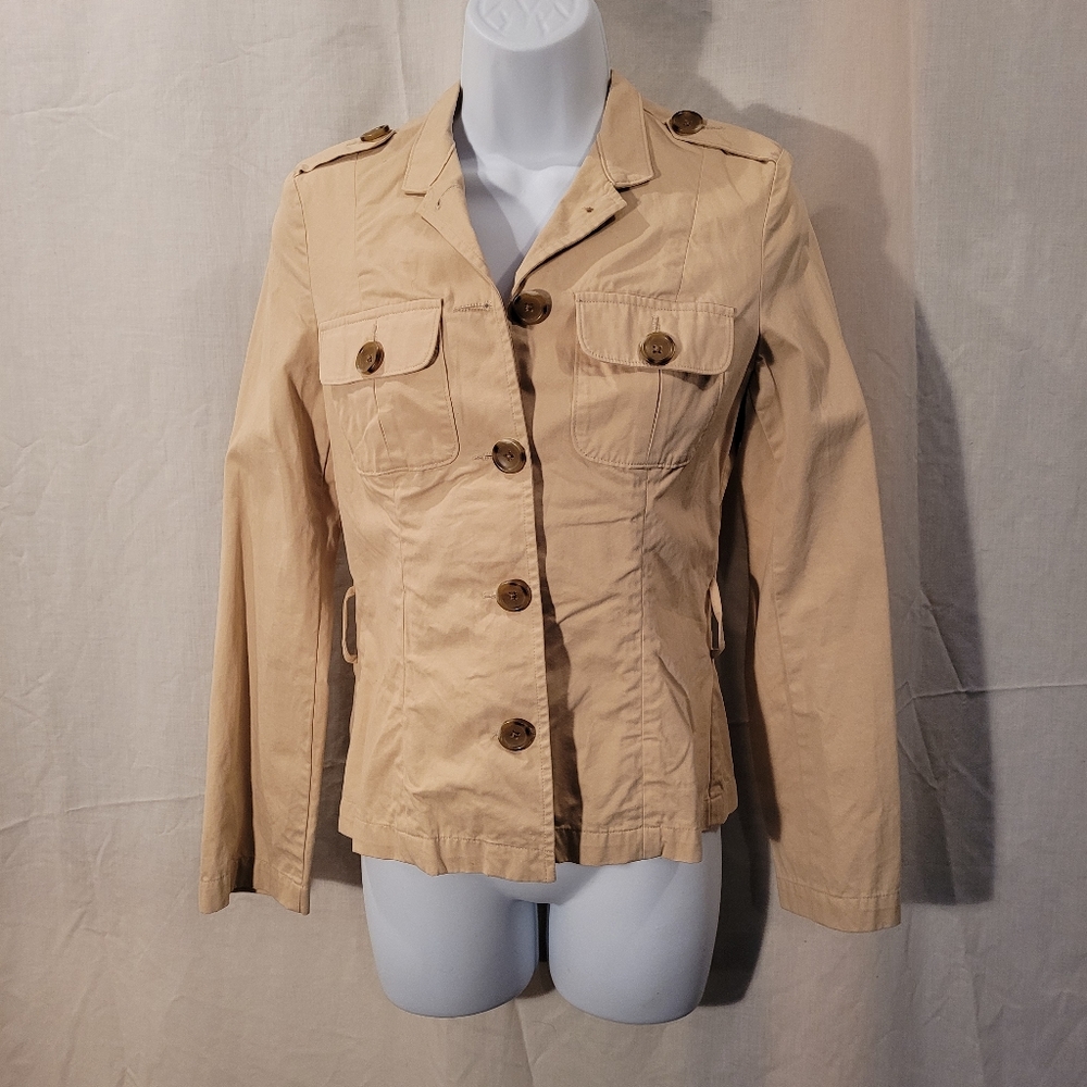 Banana Republic Cream Button Down Cotton Shirt Jacket - Picture 1 of 11